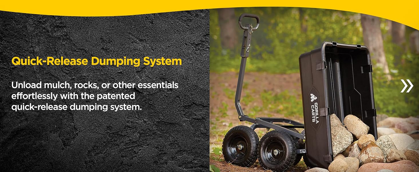 Heavy-Duty Yard Cart. Dump Cart. Gardening Tools. Outdoor Utility Cart. Innovative Garden Equipment.