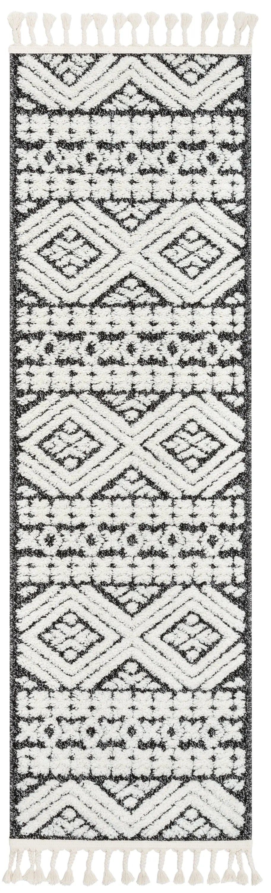 Eliana Tribal Geometric Chevron pattern Dark Grey White High-Low Textured Rug、mySite、gigharbornorthrealestate