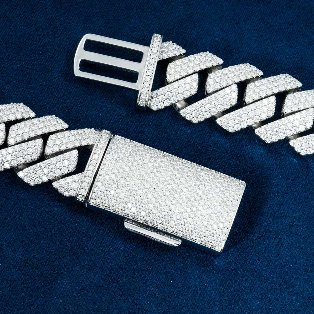 3 Row 20MM Prong Moissanite Cuban Link Chain 14K Gold、mySite、hinf8tx79