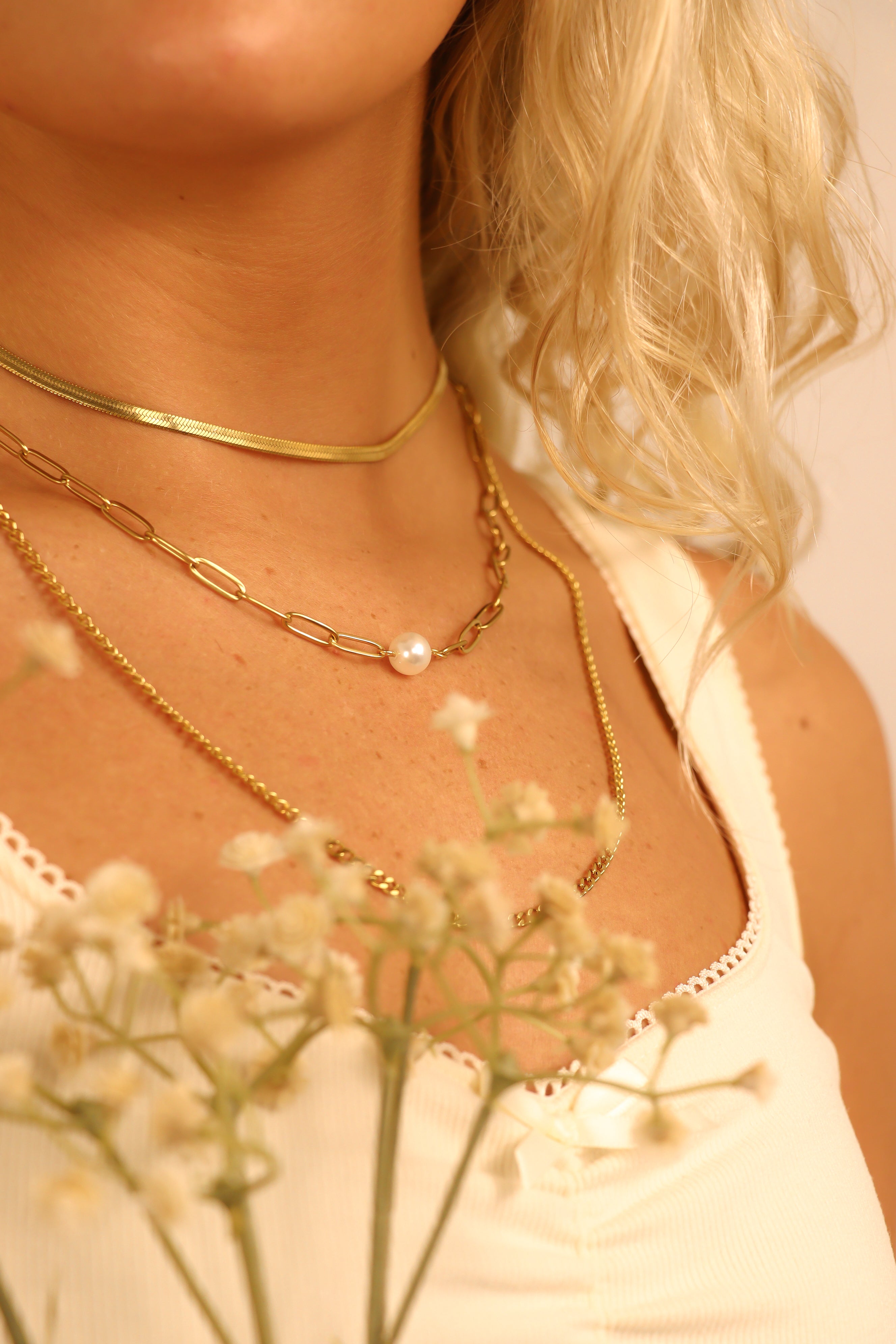 45 pc 18K Gold PVD Pearl Layered Necklace Set / BND0031、mySite、dreamappss