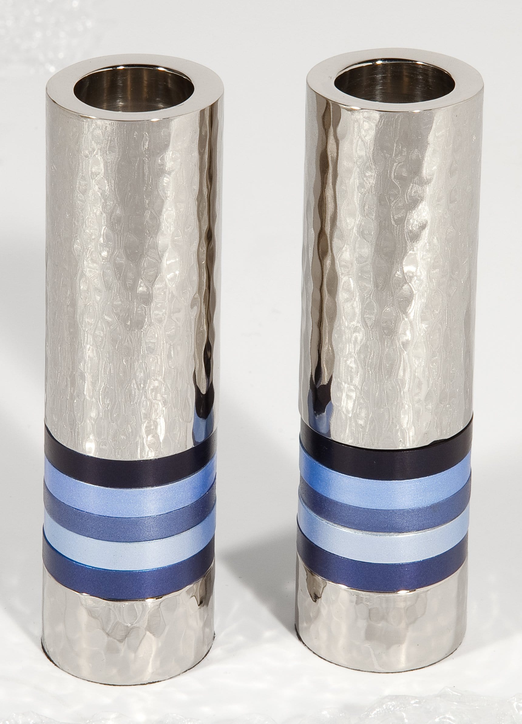 Cylinder Hammered Candlesticks by Yair Emanuel - Blue、mySite、topwebapps