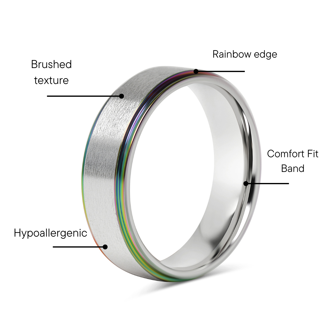 Stainless Steel Rainbow Edge Brushed Center Ring / CFR7014、mySite、dreamappss