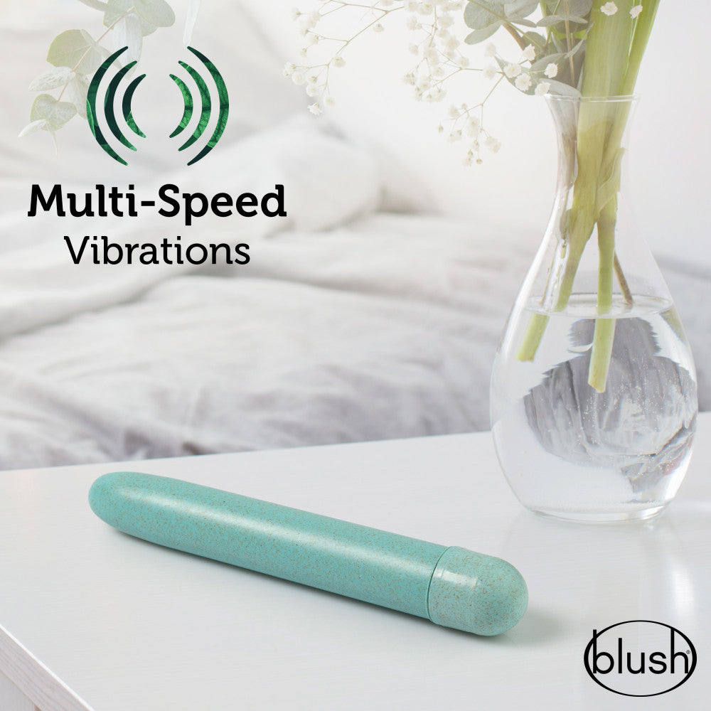 Gaia® By Blush | Eco: Plant-Based 7 Slim Multispeed Vibrator in Aqua - Made from Sustainable BioFeel™、mySite、bottomscart