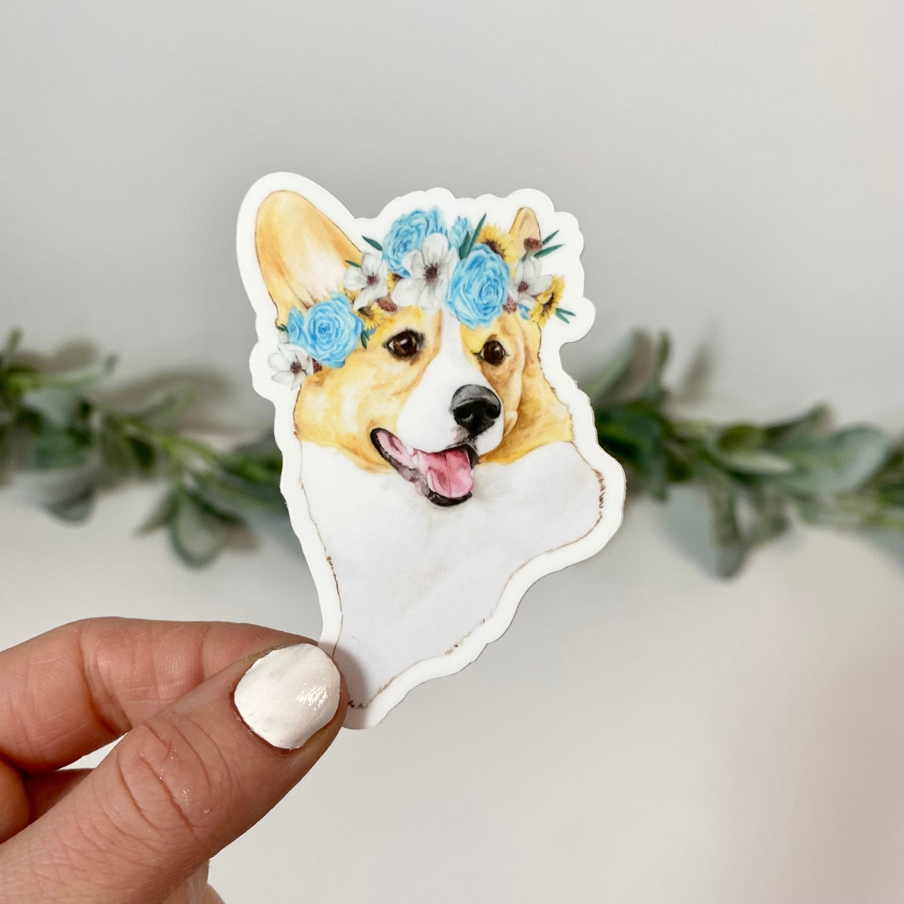  Corgi With Flower Crown Sticker、mySite、elrpsem3k