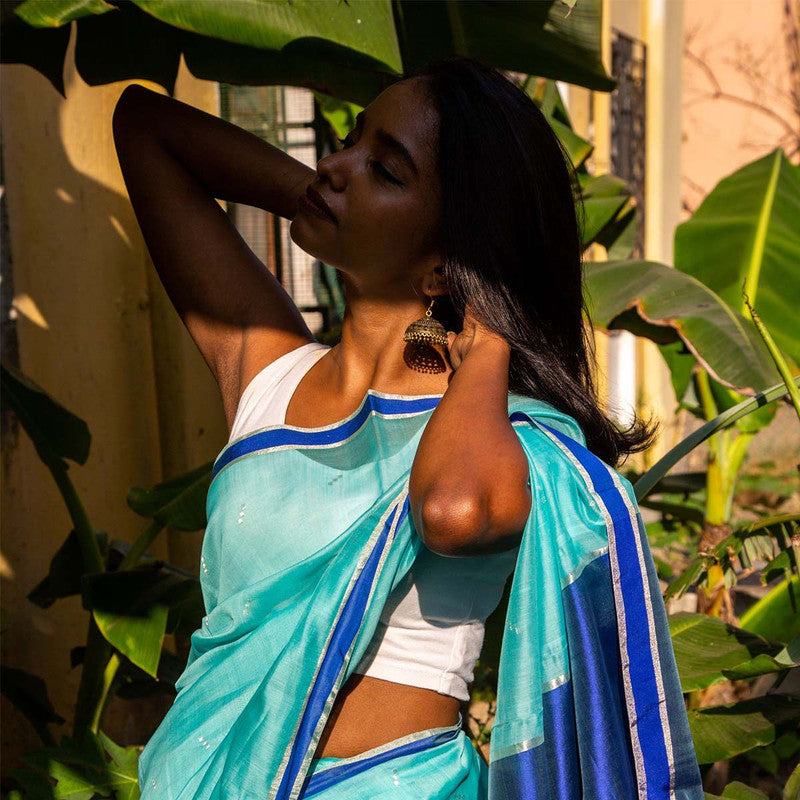 Handloom Saree | Chanderi Silk | Blue、mySite、camillekostekn