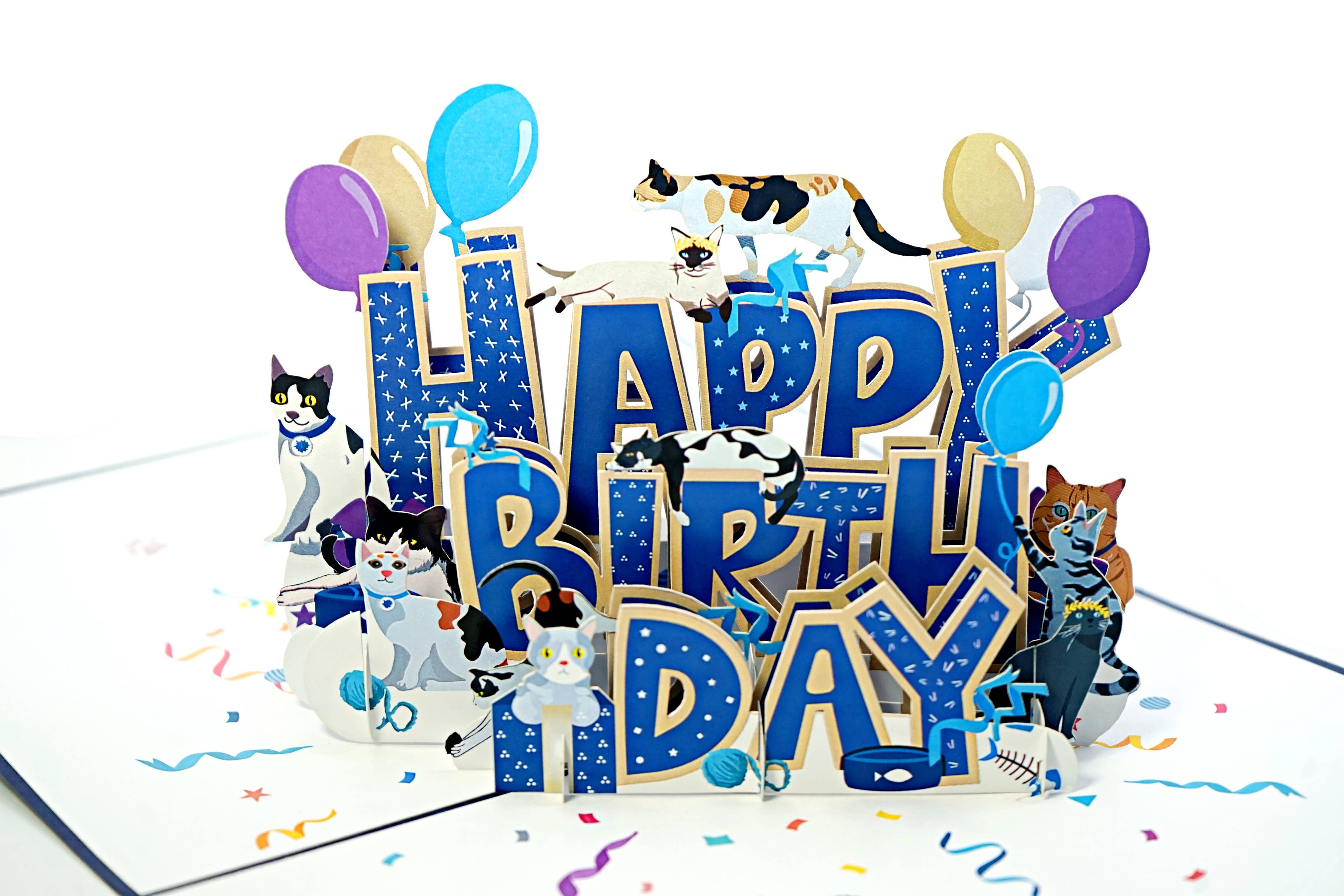Happy Birthday Cats Pop Up Card for Cat Lovers、mySite、g9winljtr