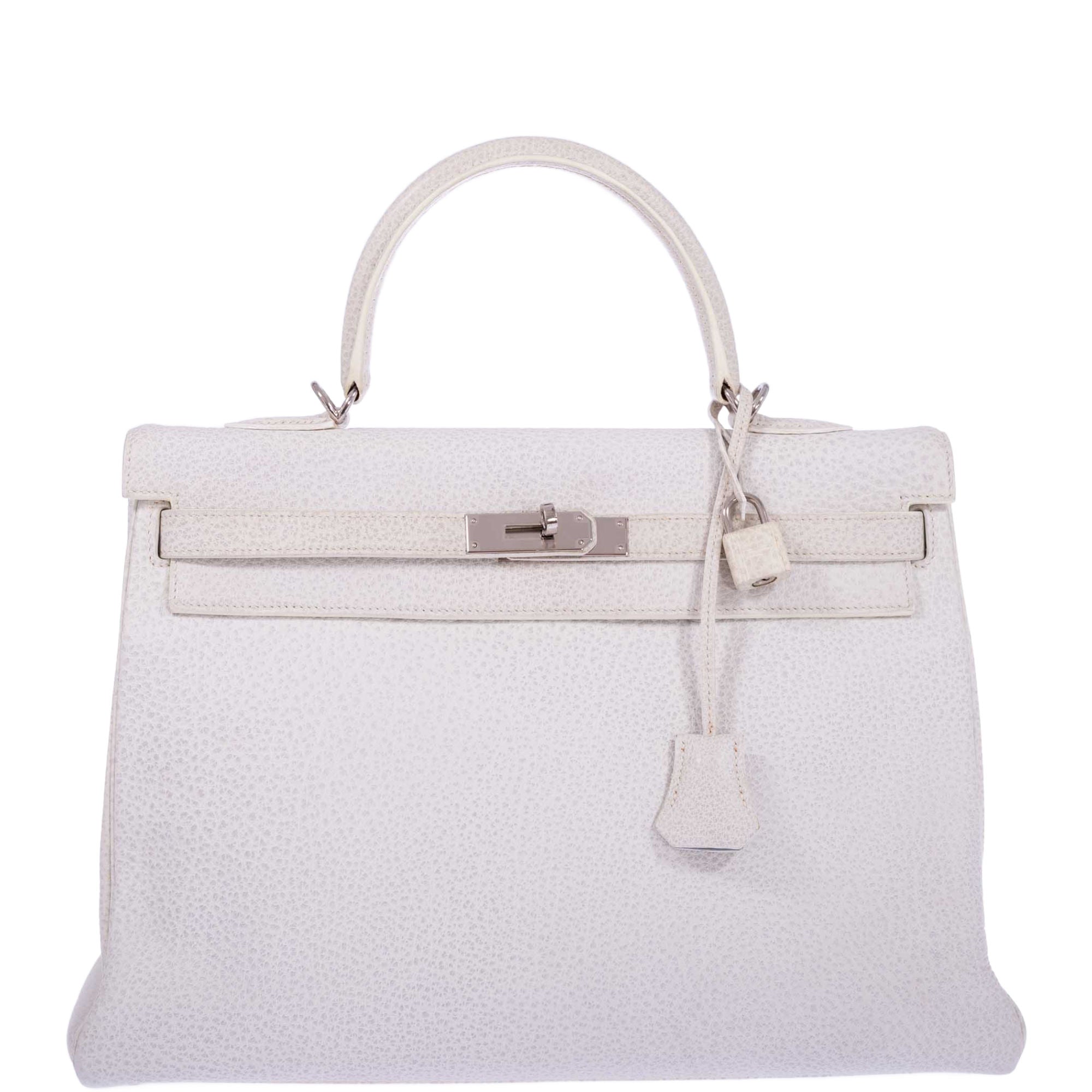 Hermès Kelly 35 Retourne White Dalmatian Buffalo Skipper Palladium Hardware、mySite、garminoutage.com