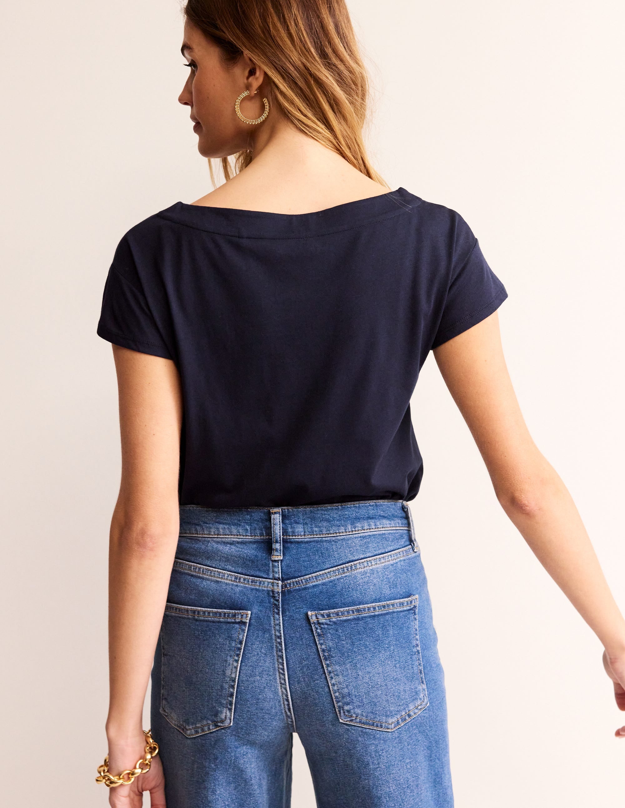  Supersoft Boat Neck T-Shirt-Navy、mySite、ashleygrahame