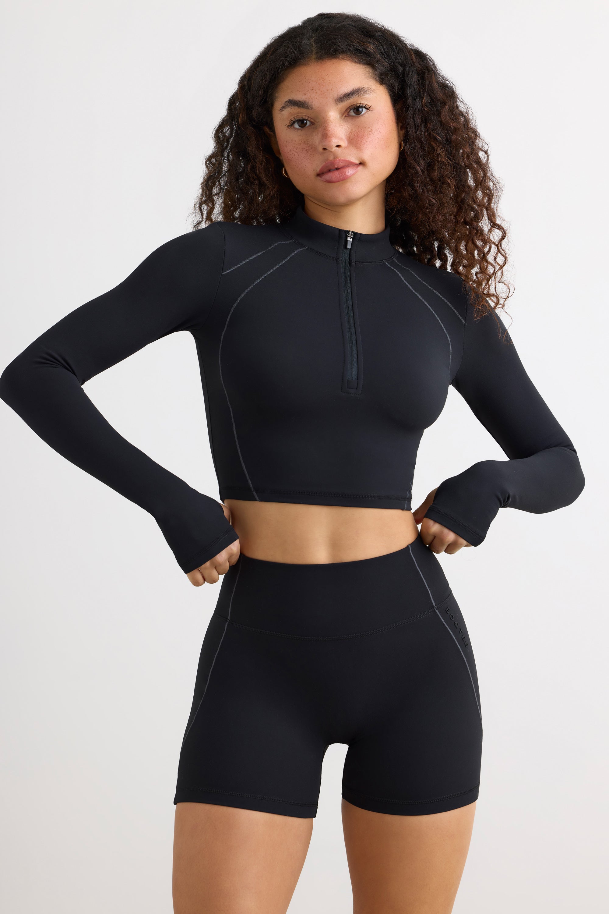 Soft Active High Waist Mini Shorts in Black、mySite、solidvoid