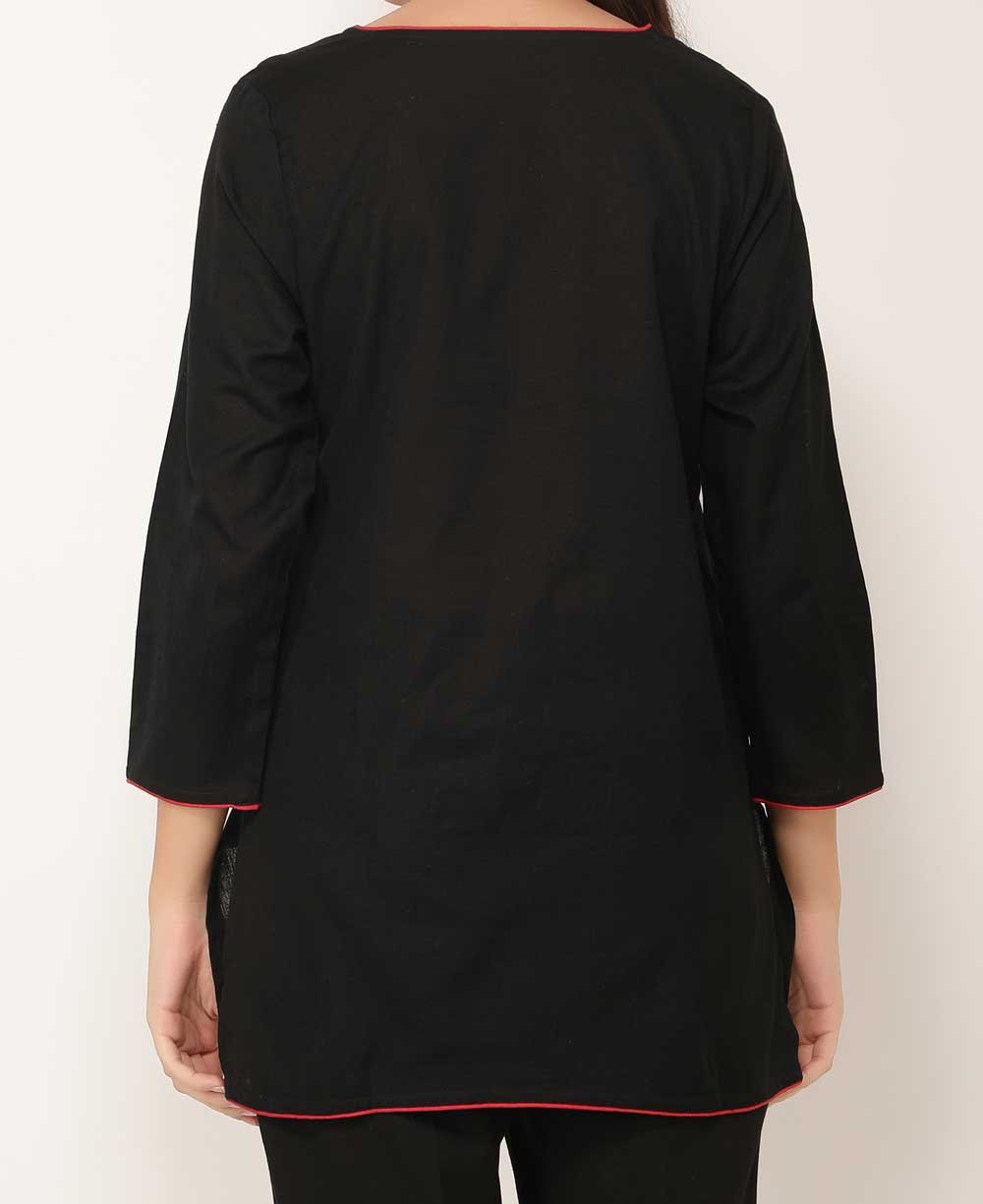 Black And Red Woven Cotton Tunic Top、mySite、topwebapps