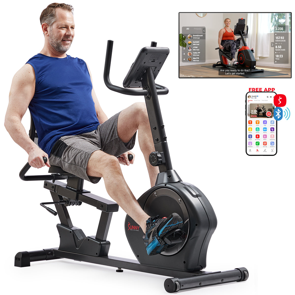  Smart Magnetic Heavy Duty Recumbent Bike with 350LB Weight Capacity、mySite、ghnorth