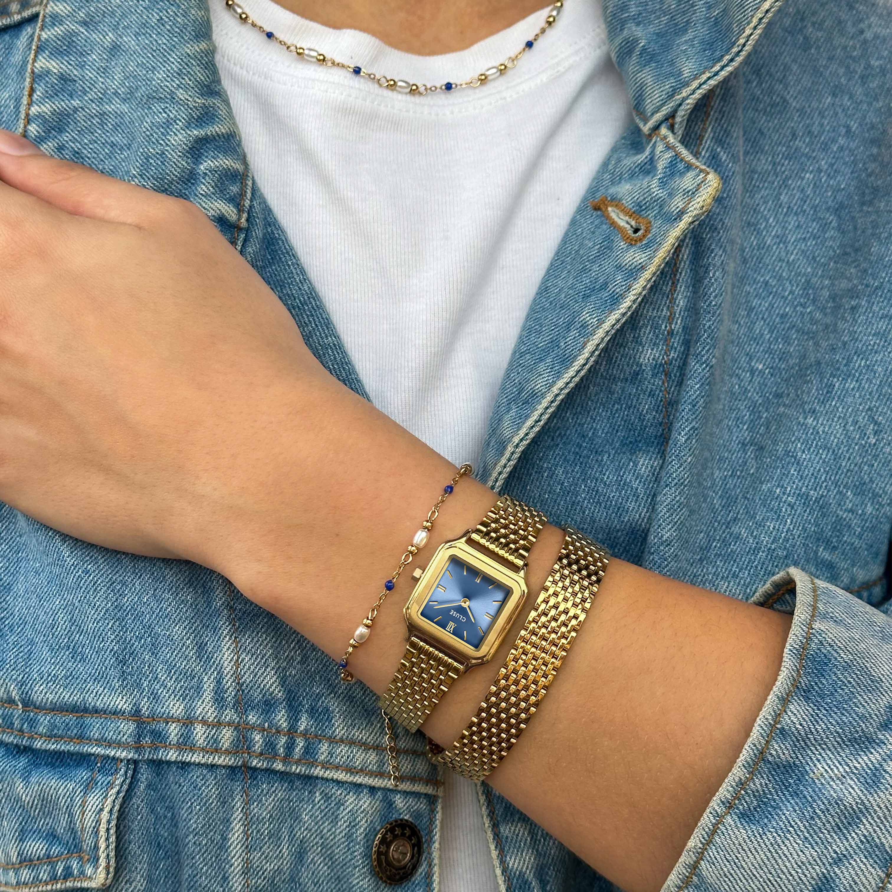 Gracieuse Petite Watch Double Steel, Kyanite Blue, Gold Colour、mySite、botmansion