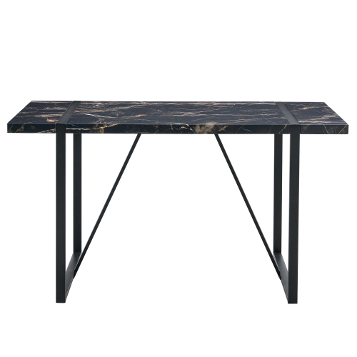 Rustic Industrial Rectangular Wood Dining Table For 4-6 Person, With 1.5" Thick Engineered Wood color Tabletop and Black Metal Legs,Desk For Kitchen Dining Living Room, 55.1" x 31.4"x 29.9"1529W115172、、casual