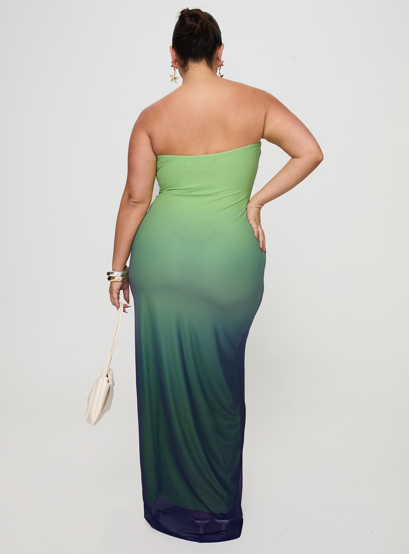 Stolen Love Strapless Maxi Dress Blue / Green Ombre Curve、mySite、solidvoid