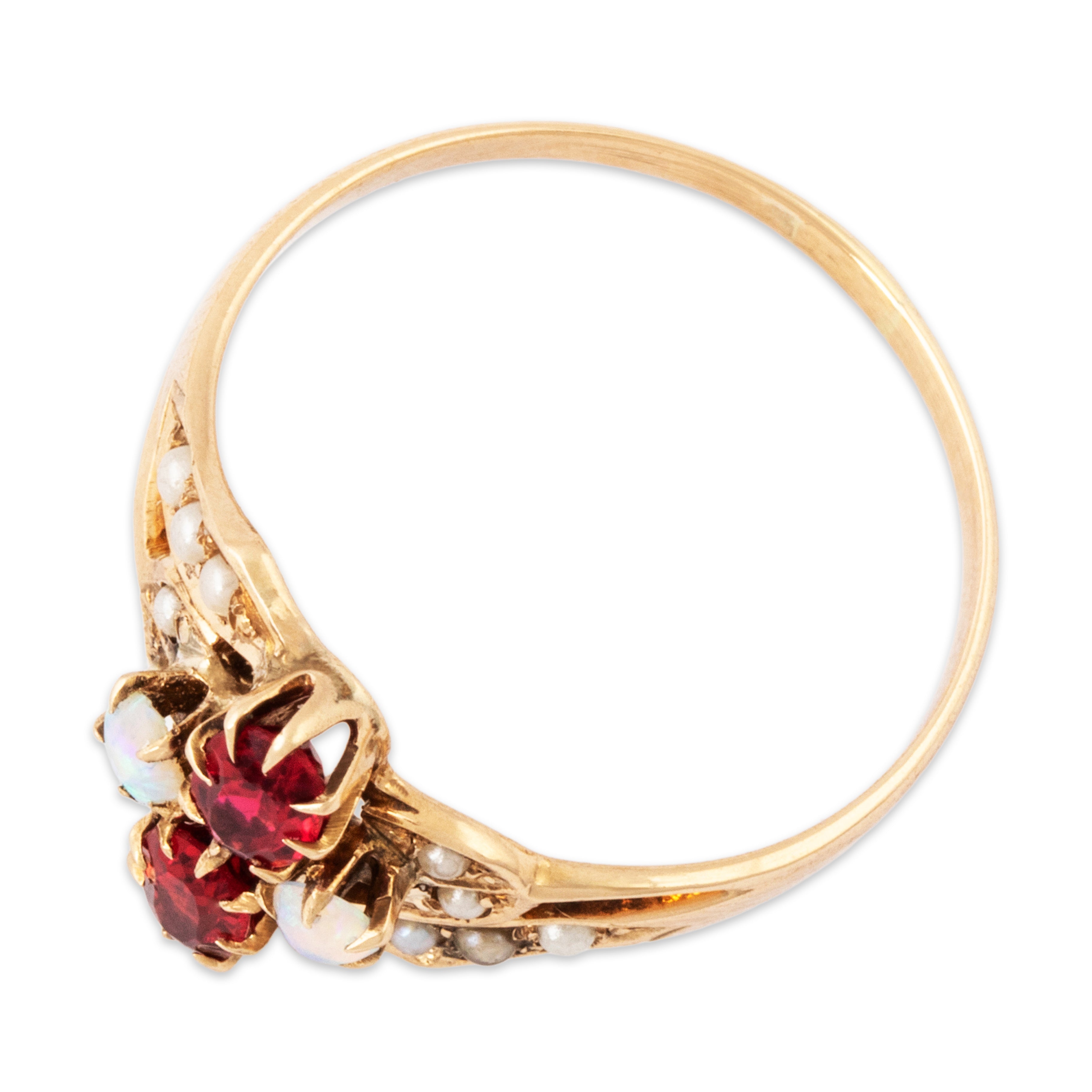 Antique Victorian 10k Yellow Gold Opal Pearl Red Glass Wonderful Ring 7.50、mySite、hinf8tx79