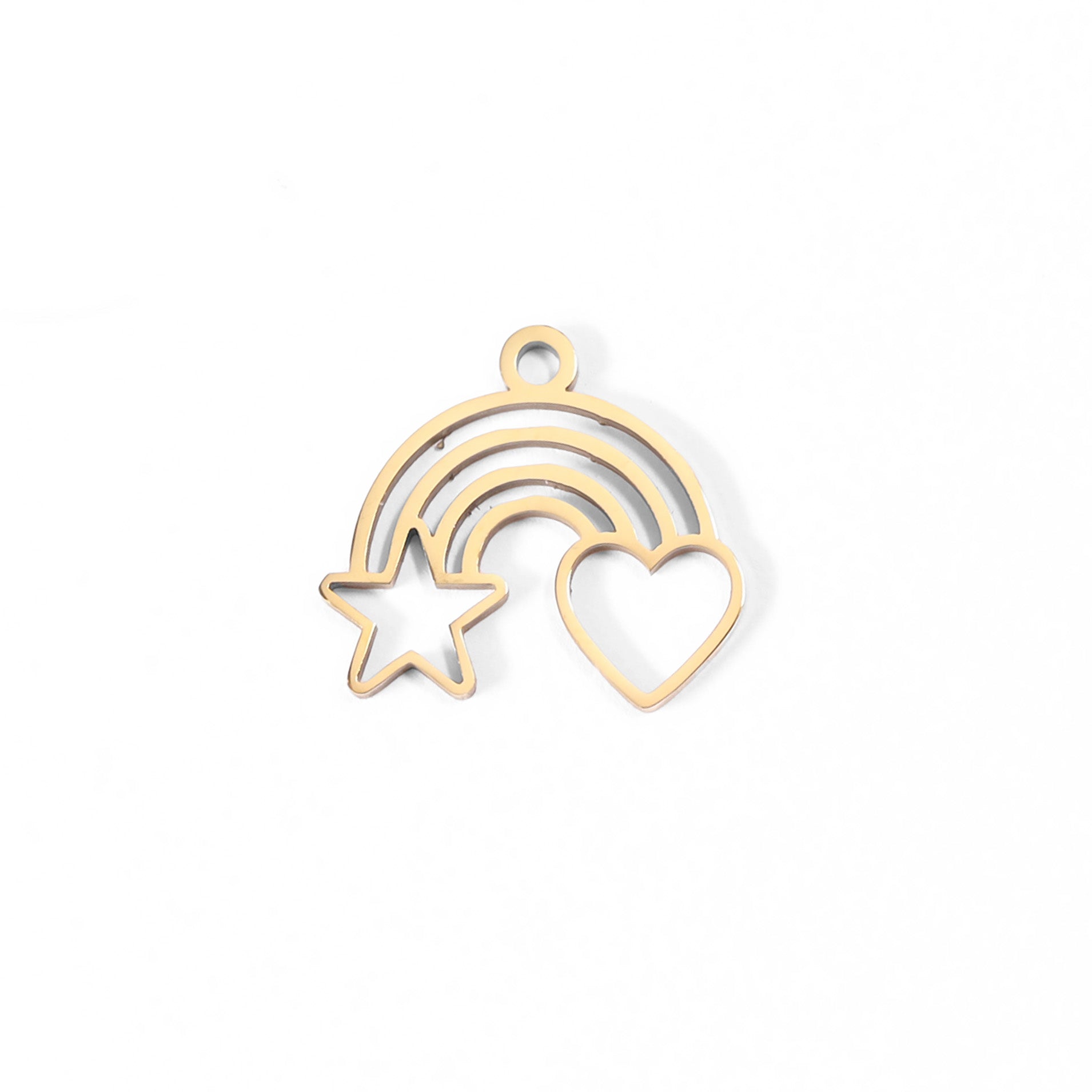 18K Gold PVD Stainless Steel Rainbow Heart and Star Charm / PDL0034、mySite、dreamappss