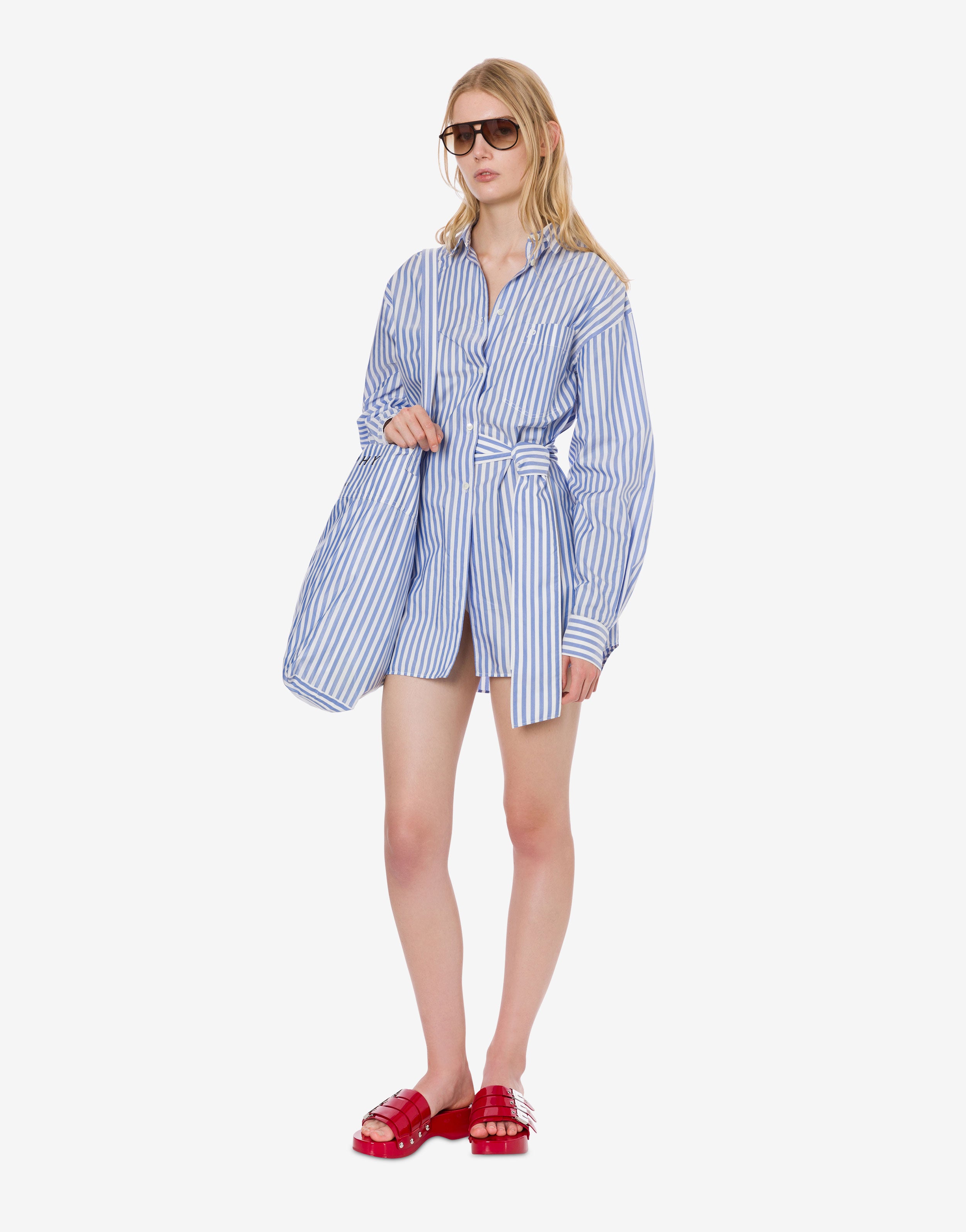 Minidress camicia in cotone rigato、mySite、aoinhome