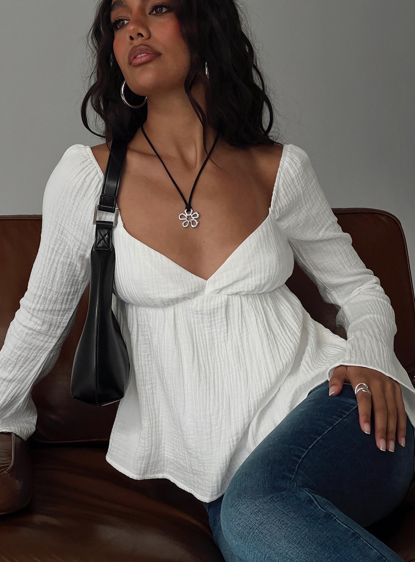 Khalea Long Sleeve Top White、mySite、solidvoid