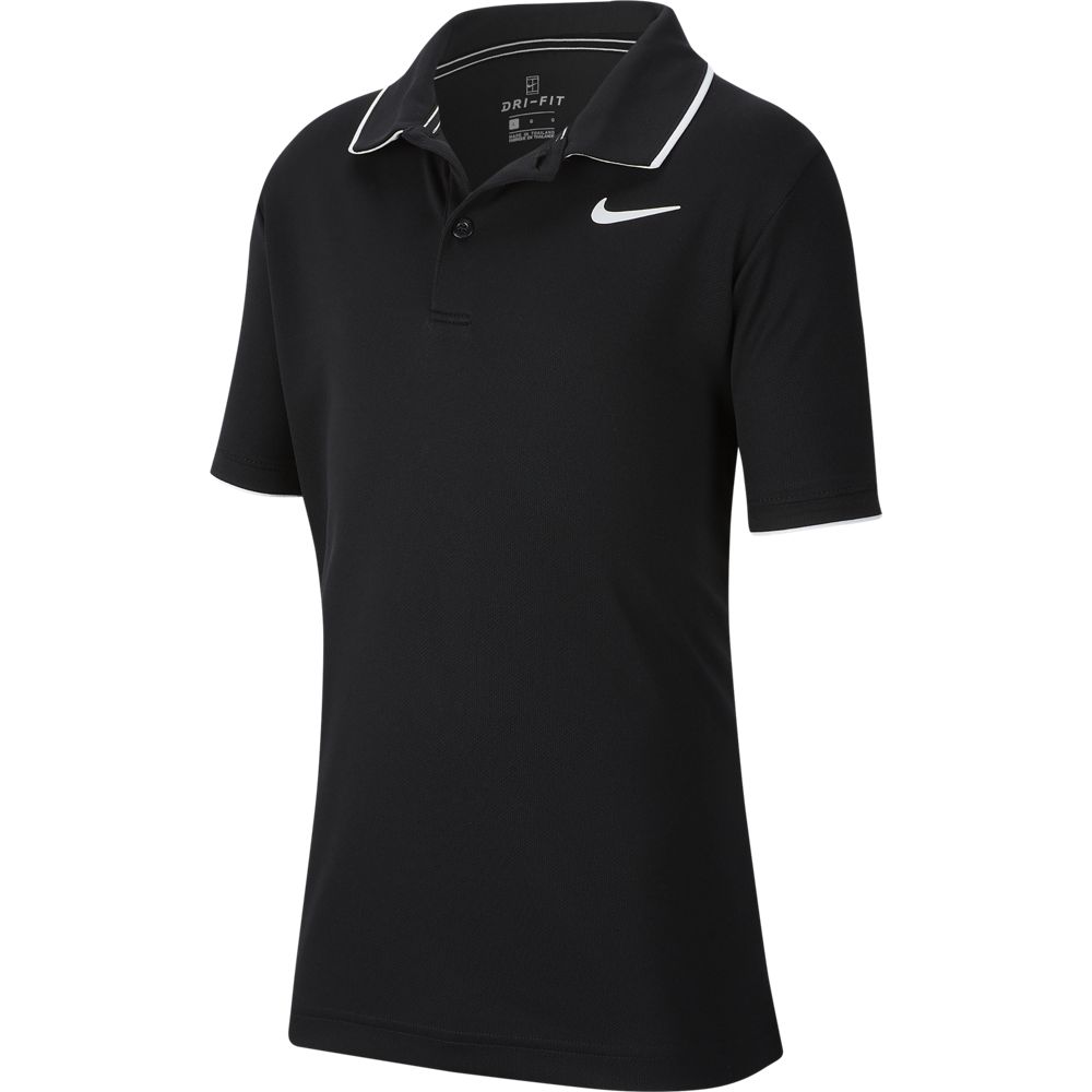 Nike Boys' Court Dri-FIT Team Polo (Black/White)