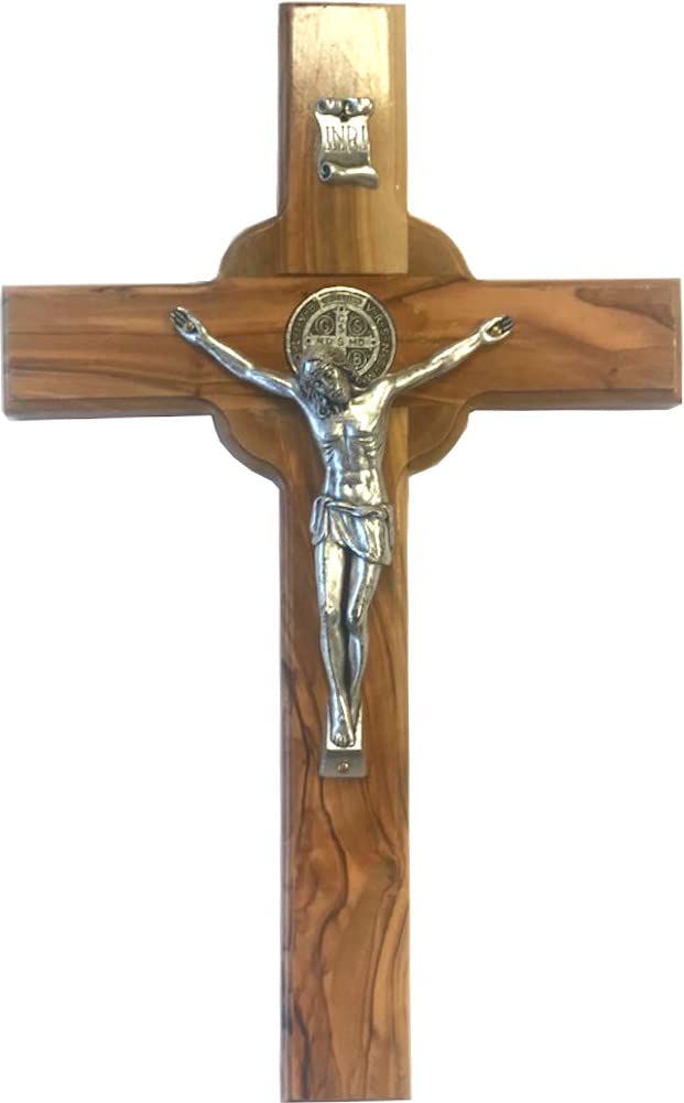 Holy Land Market Catholic Celtic Saint Benedict Olive Wood Crucifix、mySite、topwebapps