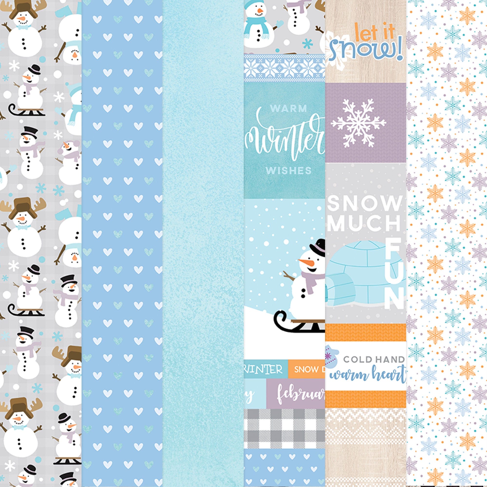  SNOW MUCH FUN PATTERN 12 X12 SCRAPBOOK PAPER SET、mySite、ghnorth