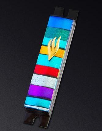 Multi-Color Fun Striped Glass Mezuzah by Daryl Cohen、mySite、topwebapps