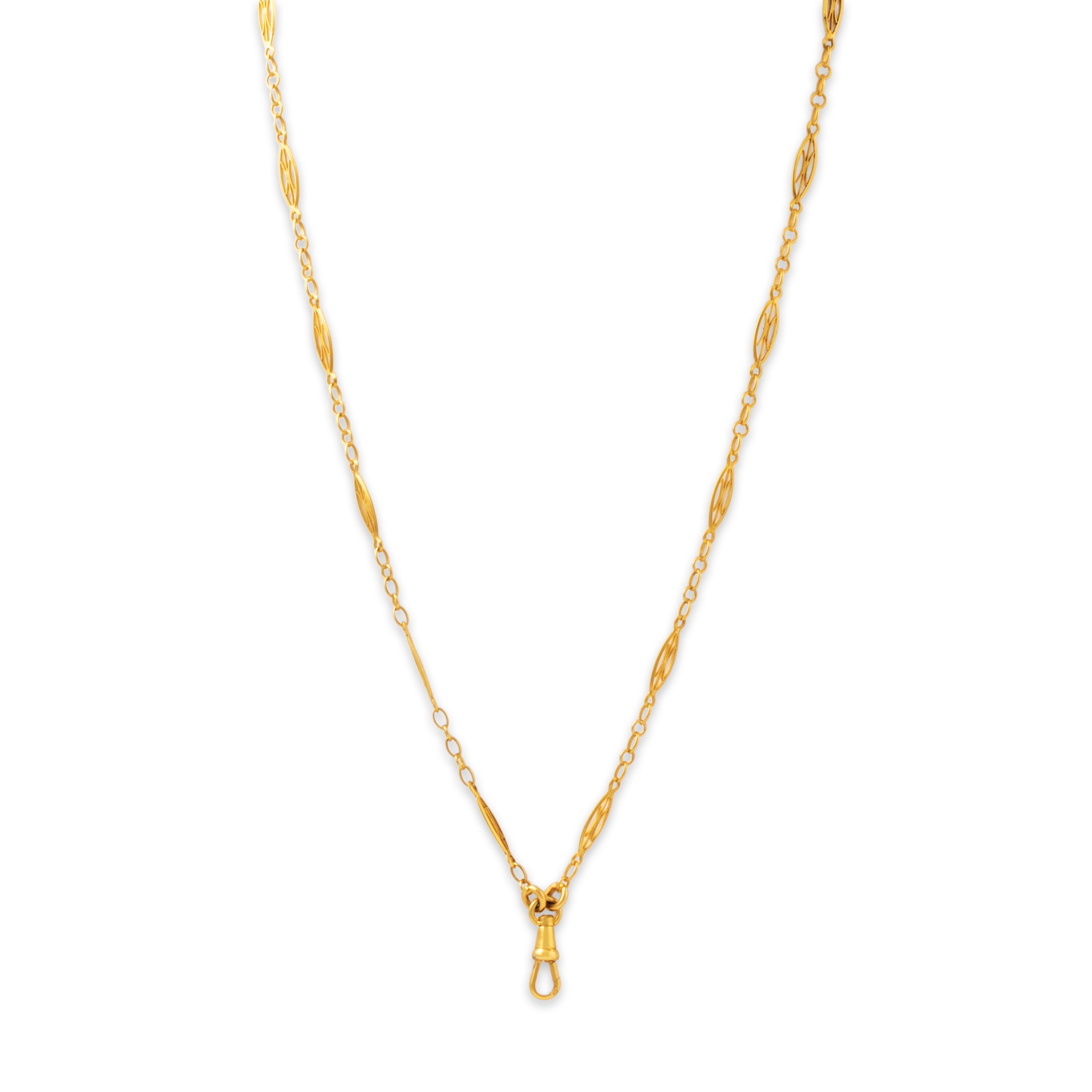 Antique French 18k Yellow Gold Charm Holder Clip Necklace 19.5、mySite、hinf8tx79