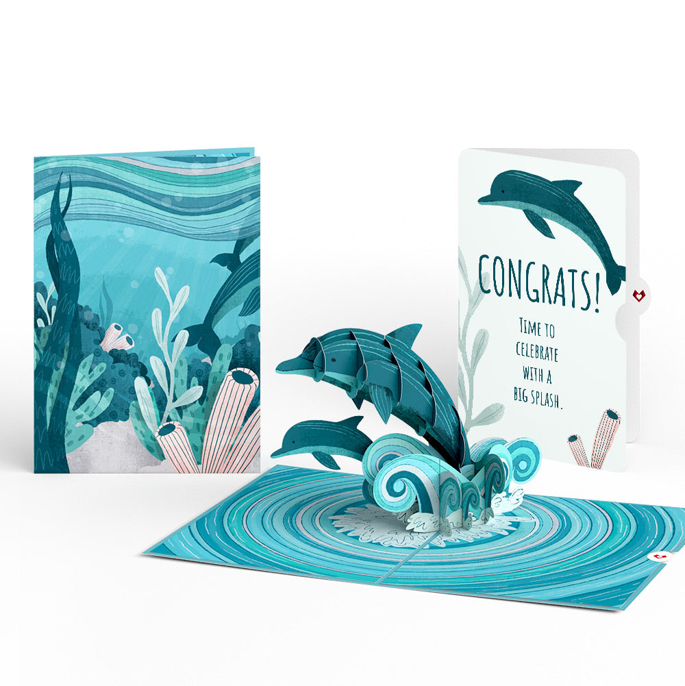 Playful Dolphins Congratulations Pop-Up Card and Sentiment Set、mySite、solidvoid