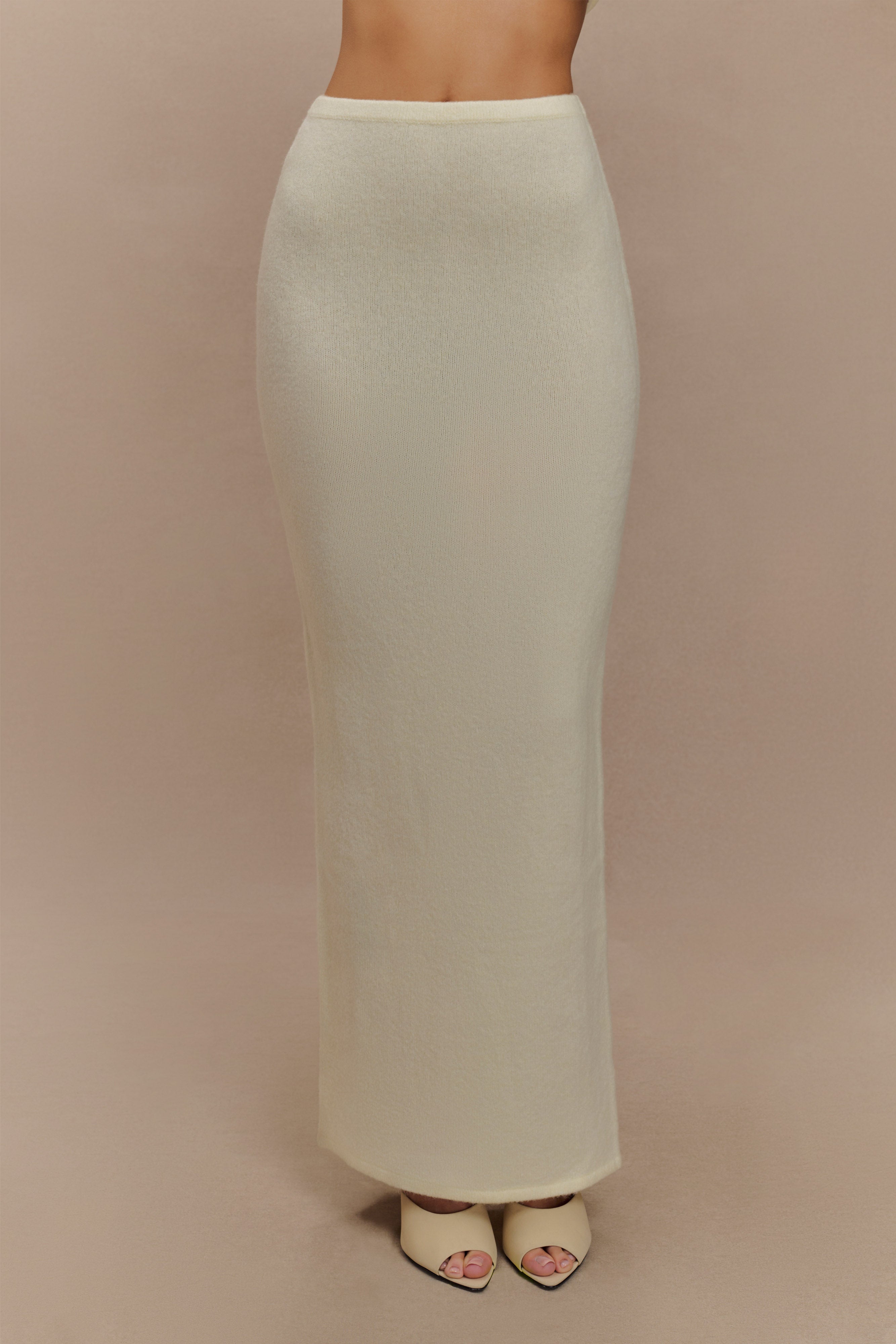 Elise Knit Maxi Skirt - Ivory Marle、mySite、solidvoid