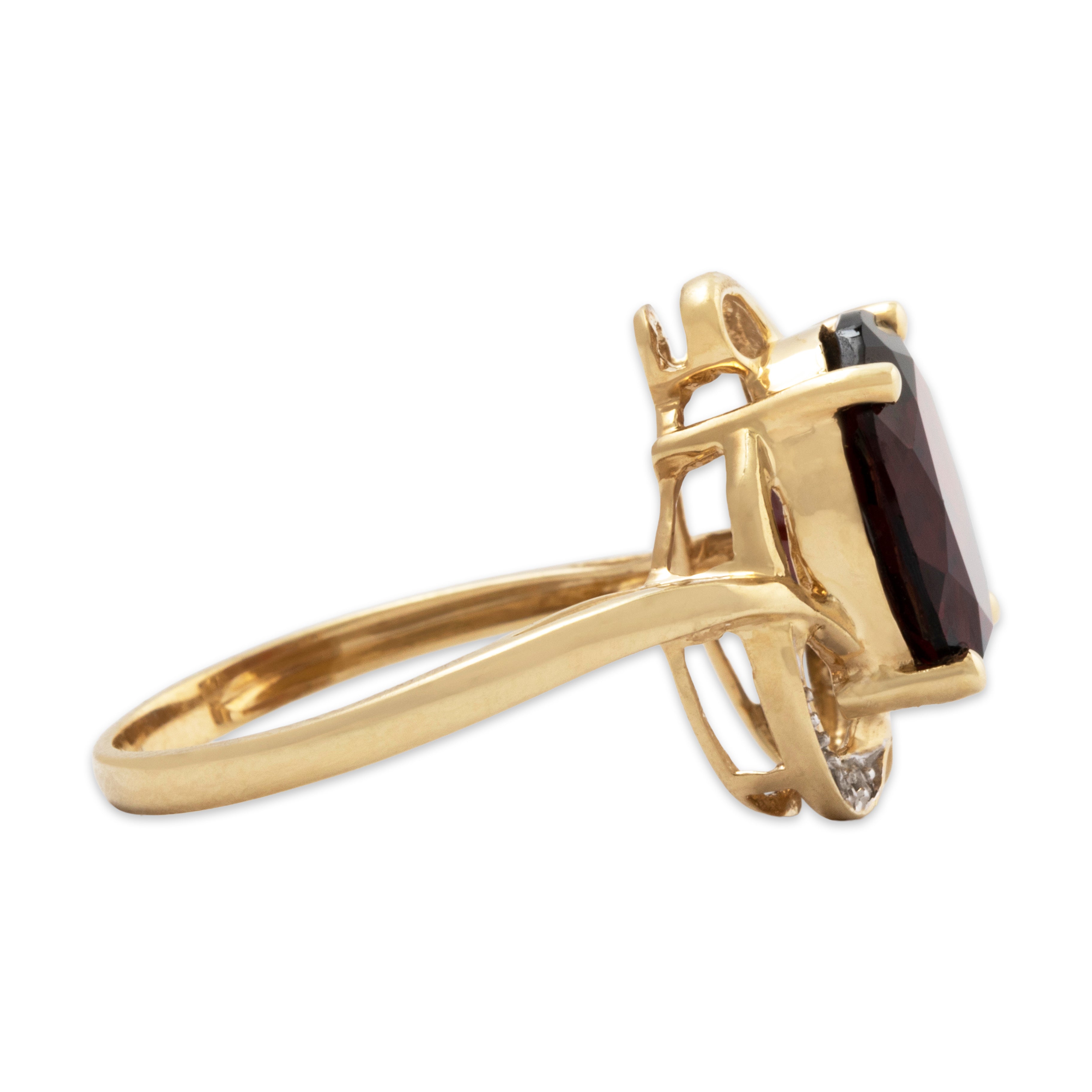 Vintage 10k Yellow Gold 4ct Garnet Diamond Crimson Heart Ring 6.75、mySite、hinf8tx79