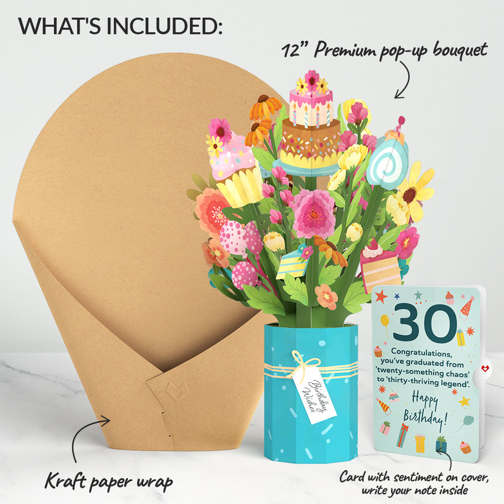 Sweet 30th Birthday Wishes Bouquet and Sentiment Set、mySite、solidvoid