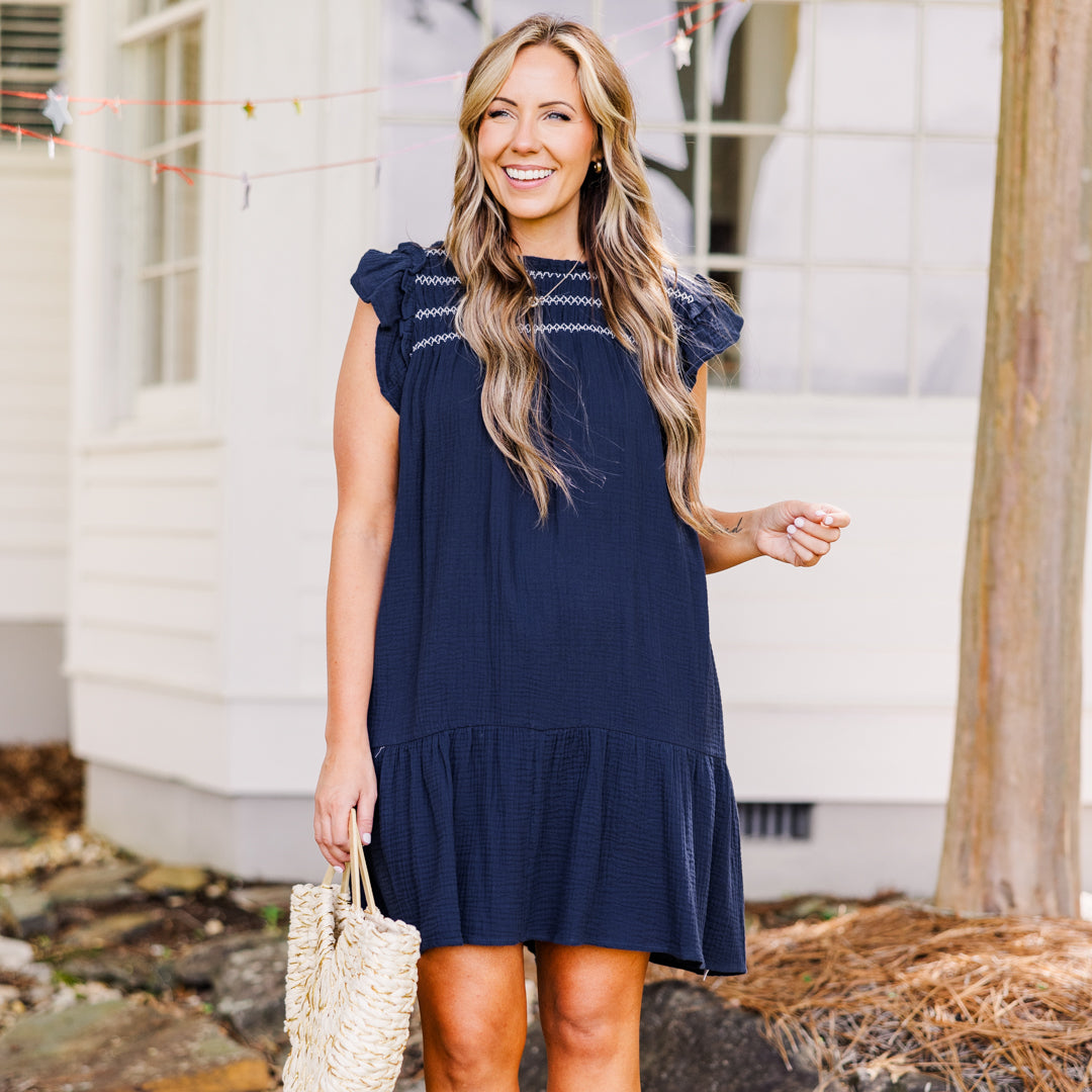  Give Me One More Chance Dress, Navy、mySite、justintrudeaud