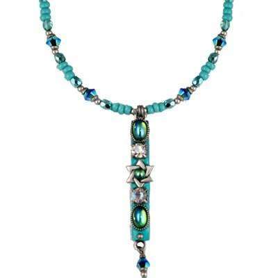Michal Golan Beaded Green Star of David Necklace with Dangle、mySite、topwebapps