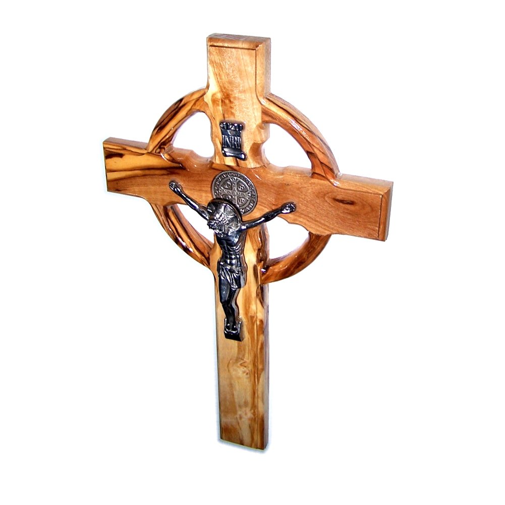  Holy Land Market Celtic and Saint Benedict Medal Handmade Wall Wood Cross Crucifix、mySite、elrpsem3k