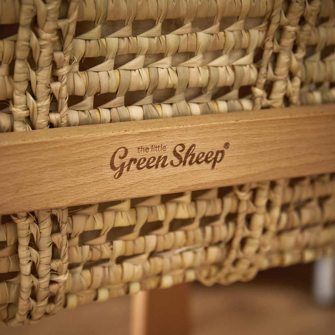  The Little Green Sheep Organic Wheat Knit Moses Basket + Mattress - Linen、mySite、merchandisen