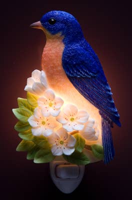 Bluebird & Cherry Blossom Elegant Handpainted Night Light、mySite、g9winljtr