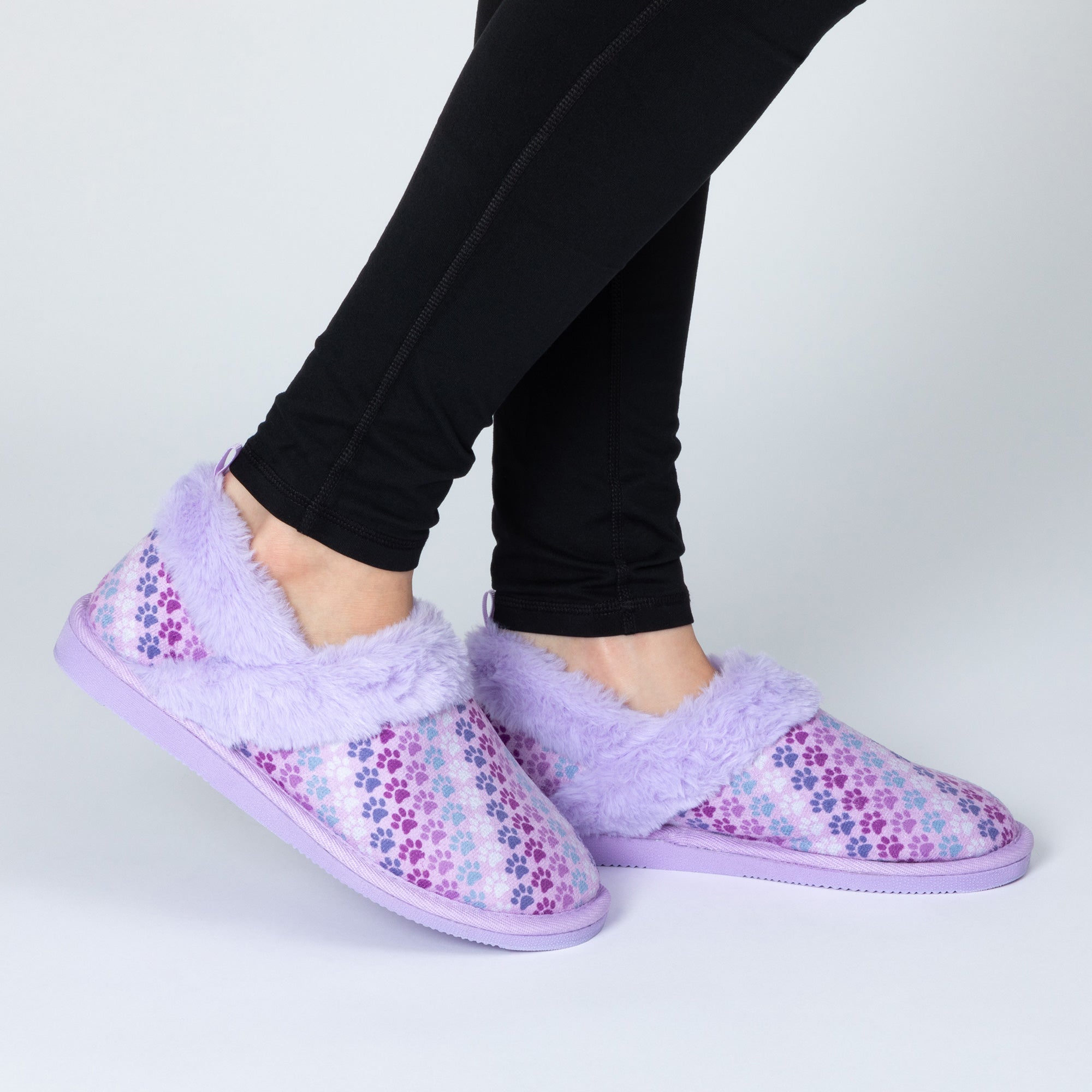 Paw Print Faux Fur Lined Indoor/Outdoor Slippers、mySite、camillekostekn