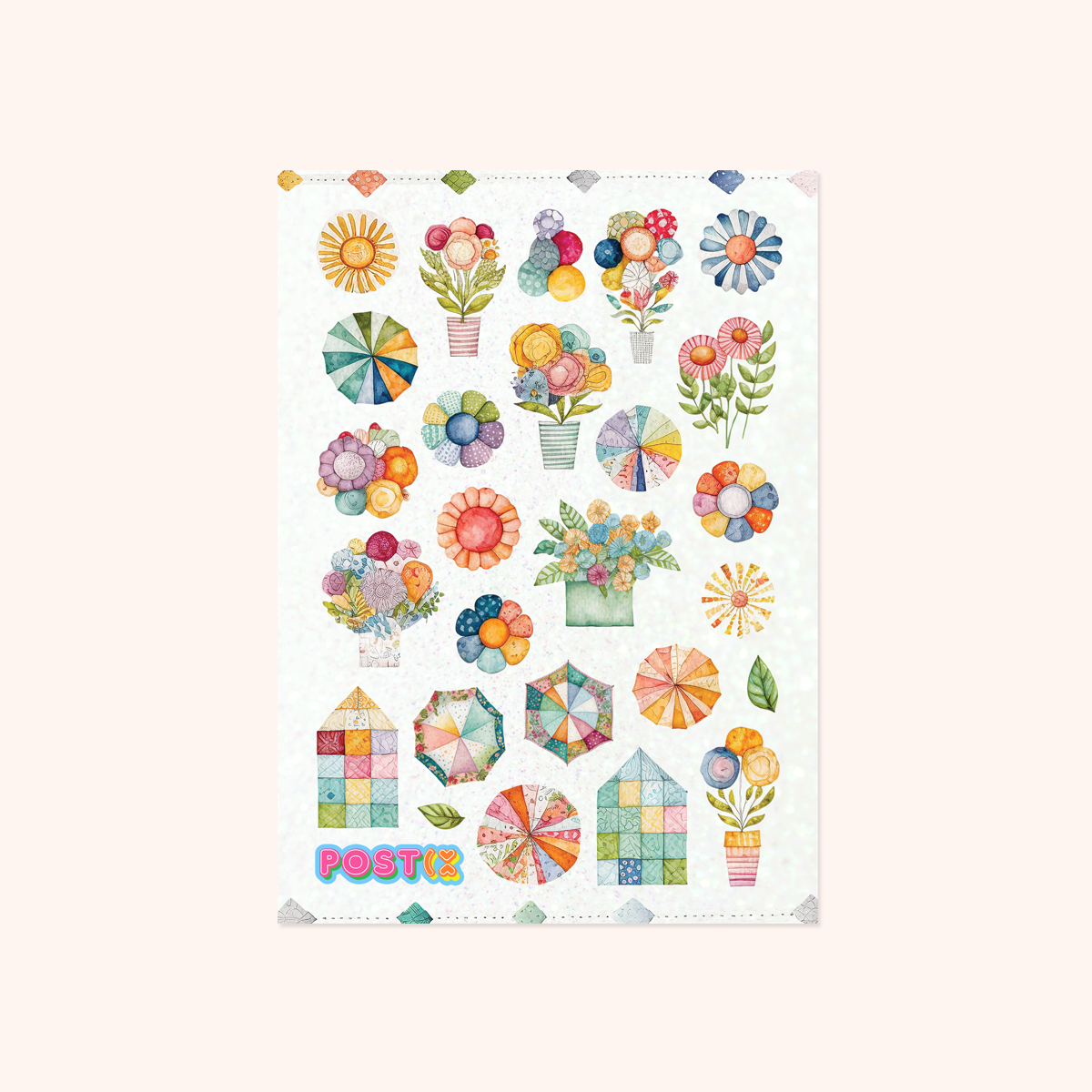  Patchwork Garden Glitter Sticker Sheet、mySite、ghnorth