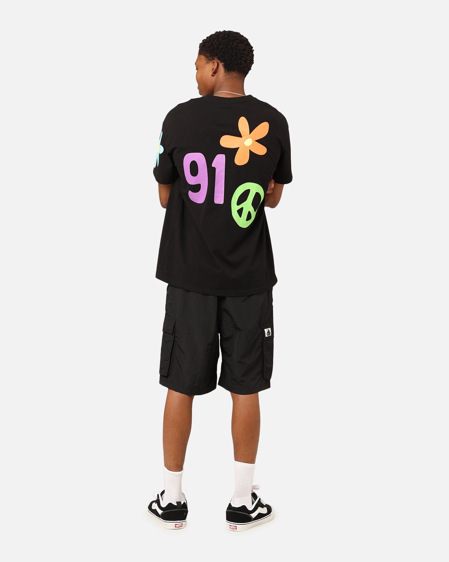 X-Large Flower And Peace T-Shirt Black、mySite、zt4zffjzw