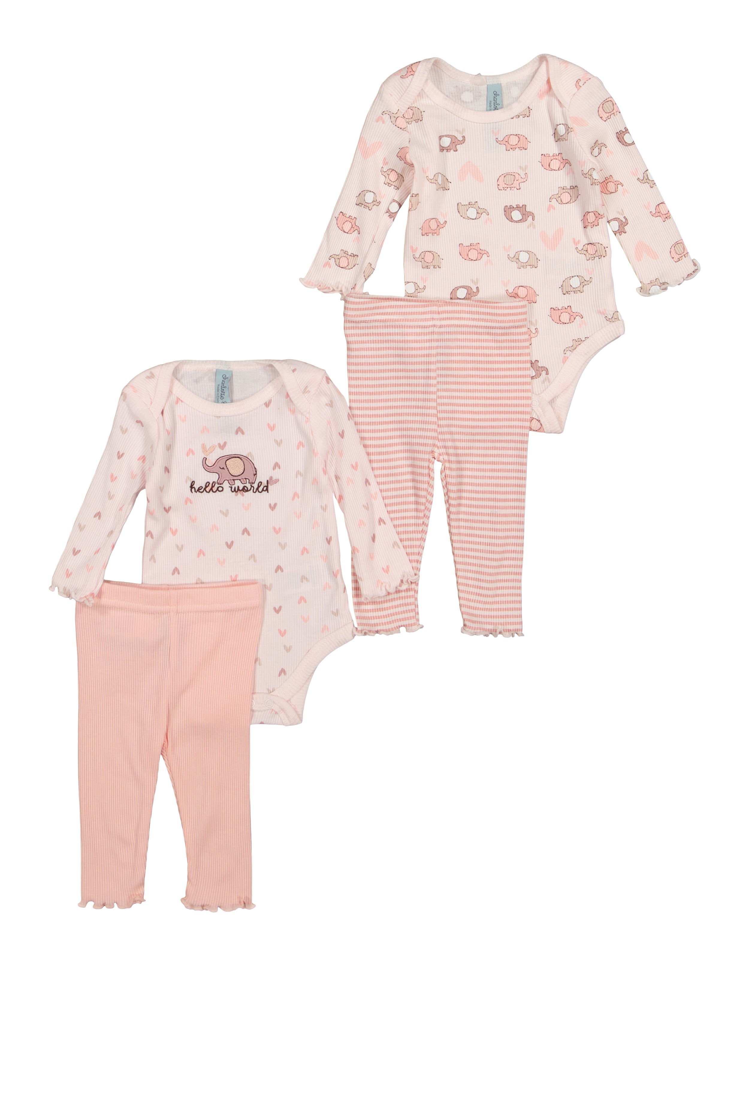 Baby Girls 0-9M Hello World Bodysuits and Leggings、mySite、camillekostekn