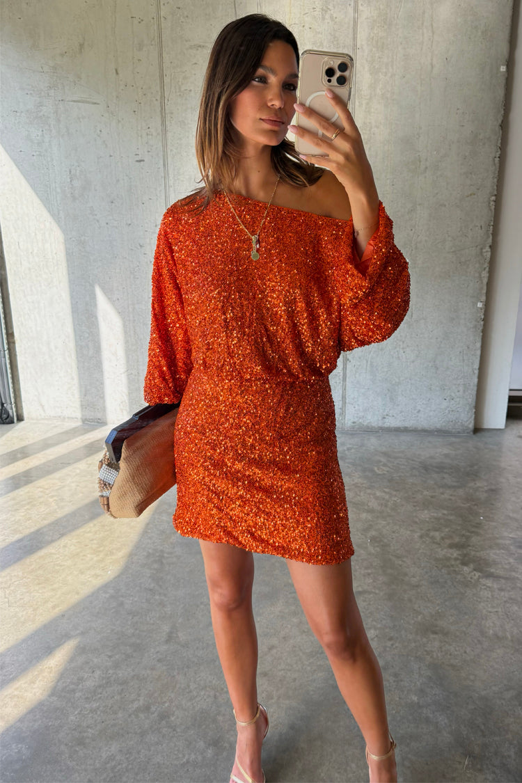 Orange Sequin Tilly Dress Petite、mySite、solidvoid
