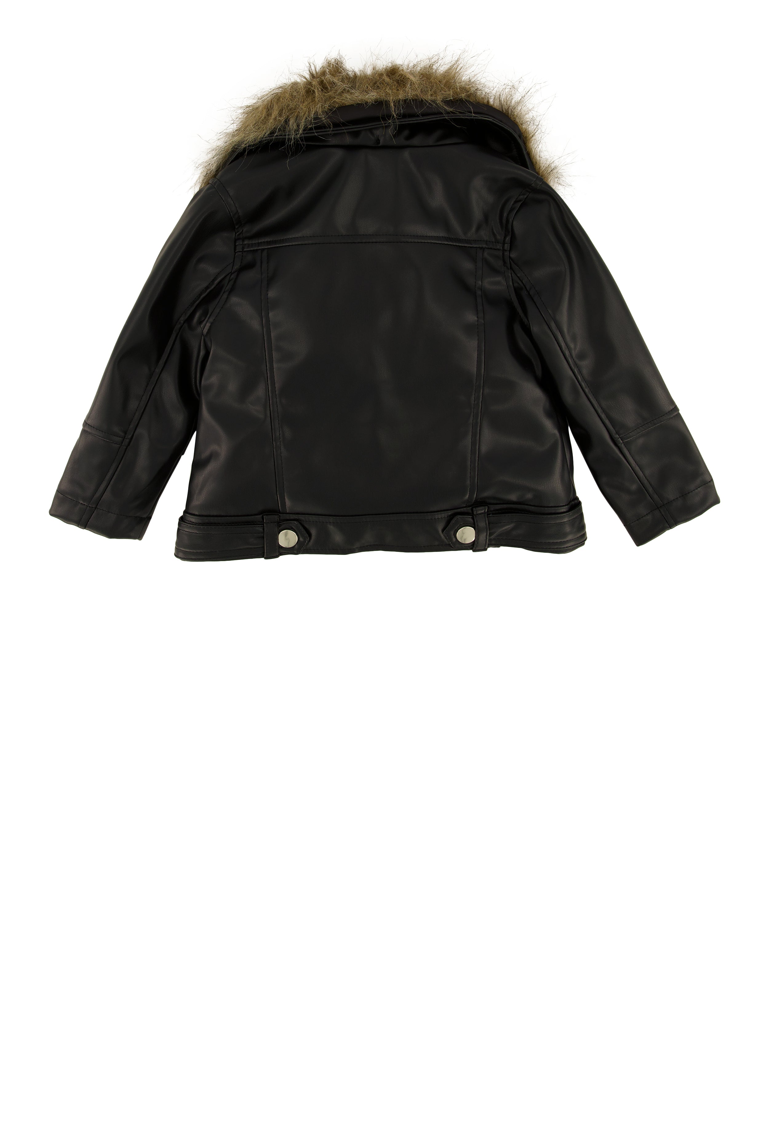 Baby Girls 12-24M Faux Fur Trim Faux Leather Moto Jacket、mySite、camillekostekn