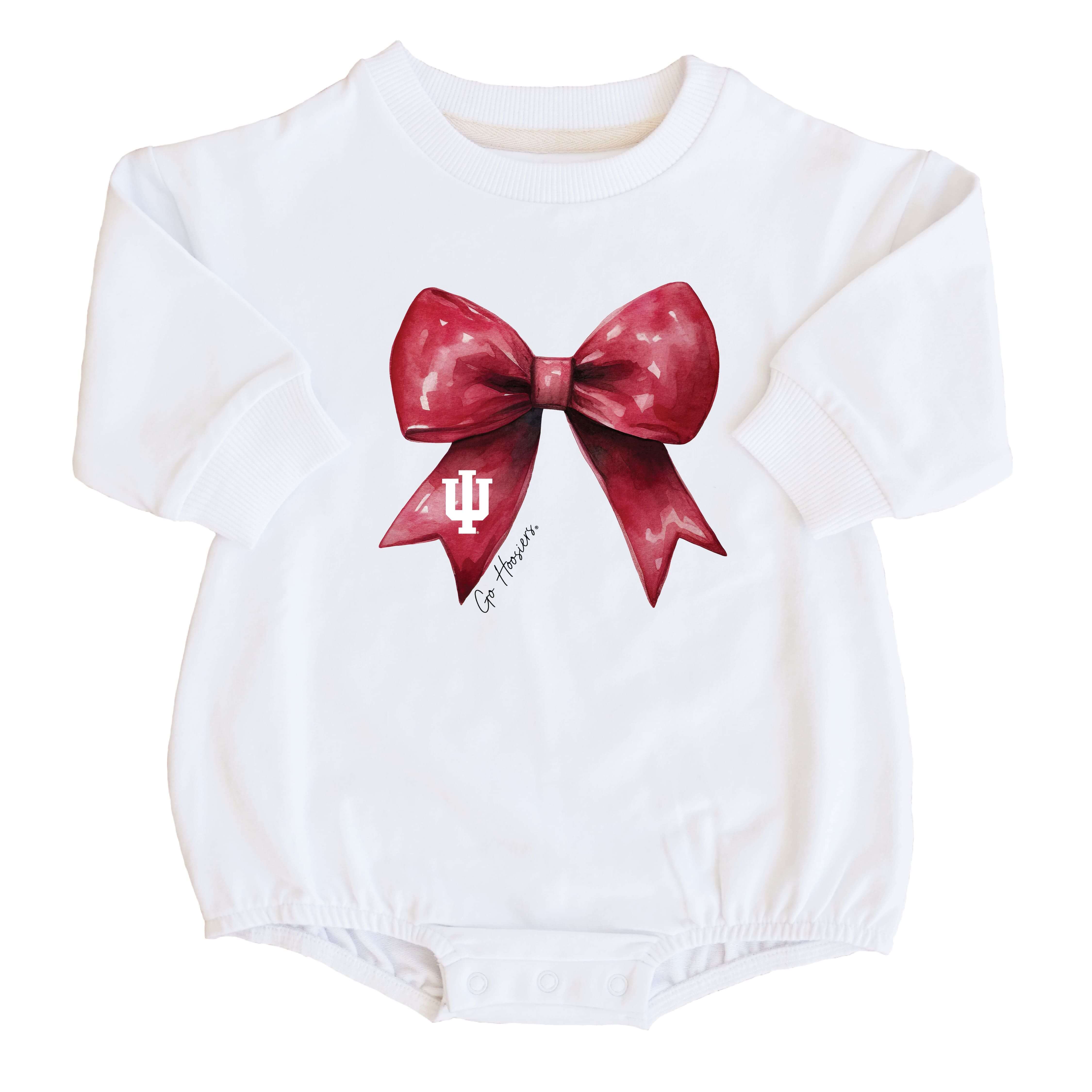  Indiana University | Footballs & Bows Graphic Sweatshirt Bubble Romper、mySite、layawaytickets