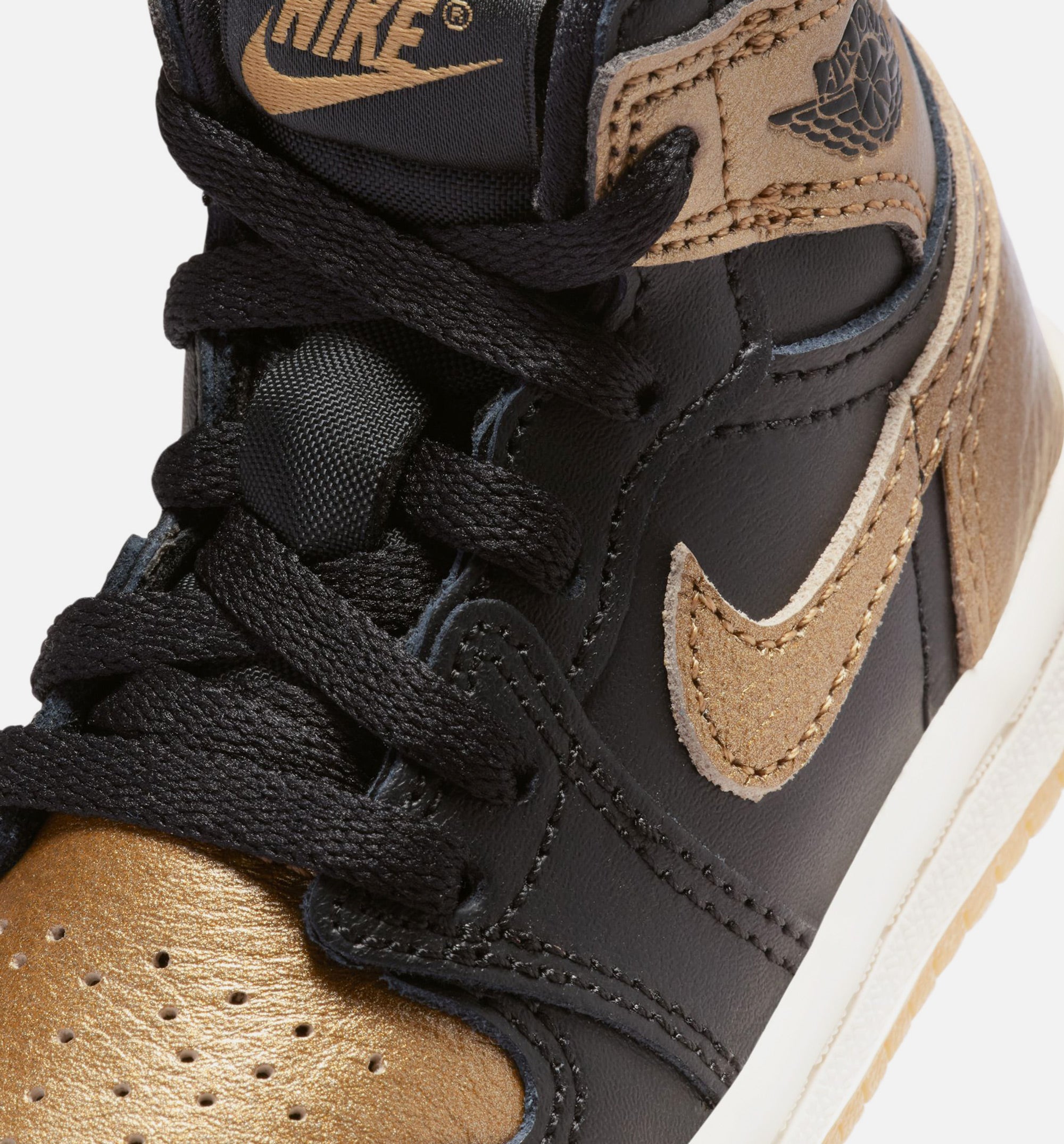 Air Jordan 1 Retro High OG Black and Gold Infant Toddler Lifestyle Shoe - Black/Metallic Gold/Sail、mySite、dreamappss