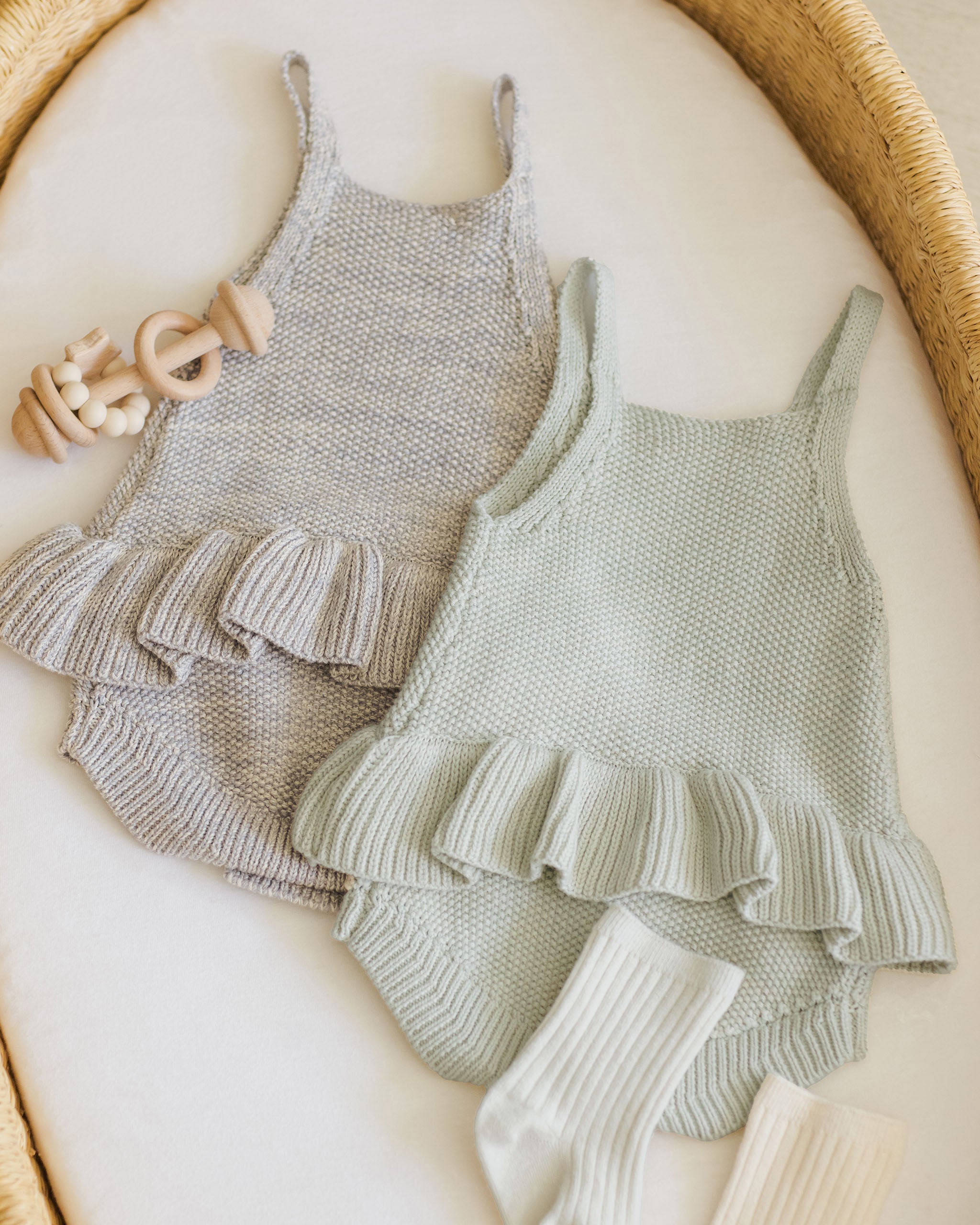  Knit Ruffle Romper || Heathered Blue、mySite、layawaytickets