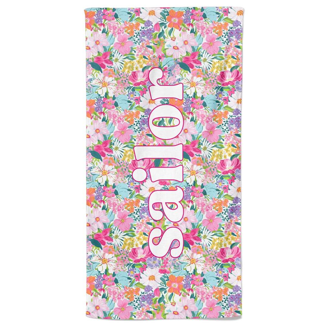  Seaside Blooms Personalized Kids Beach Towel、mySite、layawaytickets