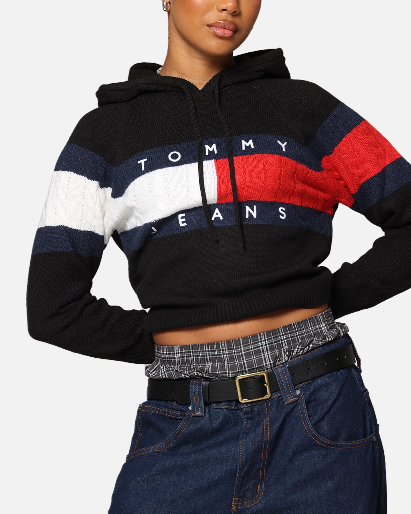 Tommy Jeans Women's TJW Center Flag Hoodie Sweater Black、mySite、zt4zffjzw