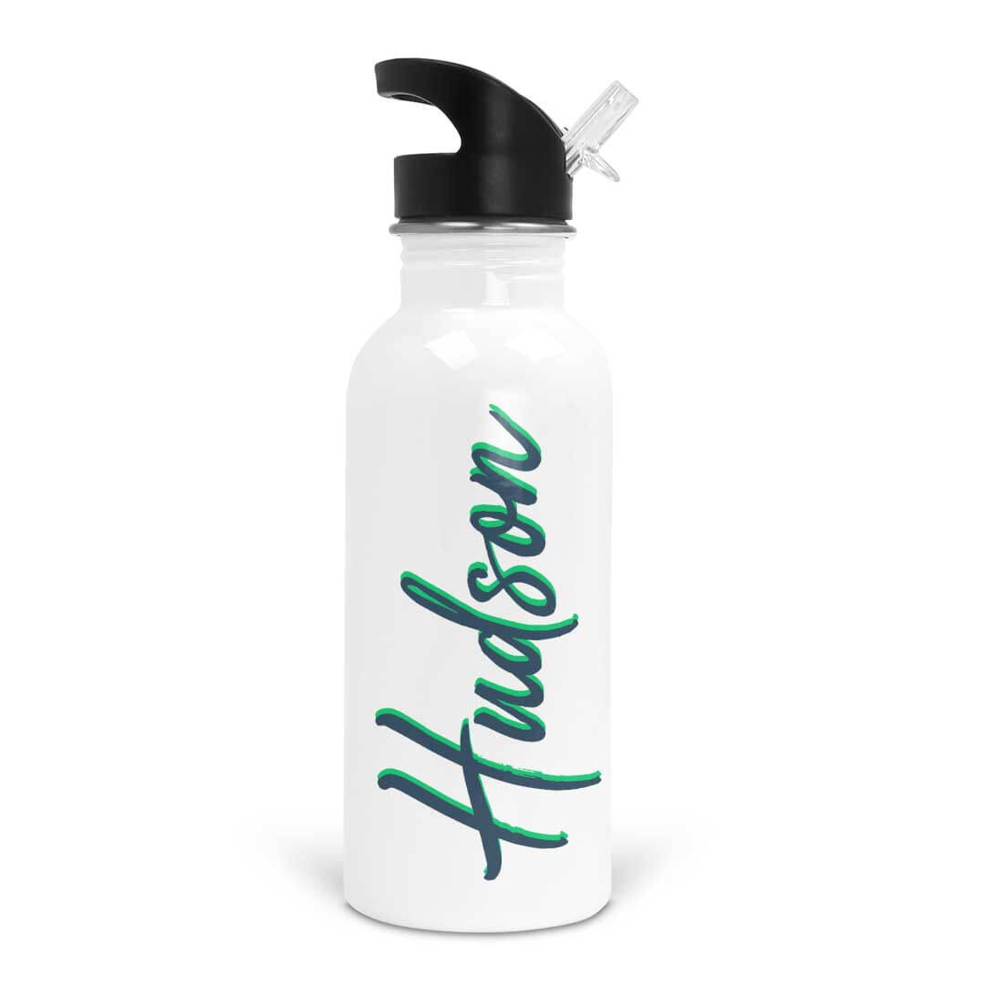  Azure & Lime Script Personalized Kids Water Bottle、mySite、layawaytickets