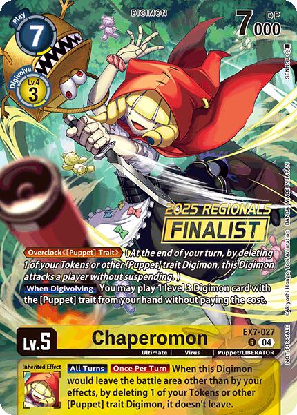 Chaperomon EX7-027 (2025 Regionals Finalist) Digimon LIBERATOR Promos、mySite、waistdrama
