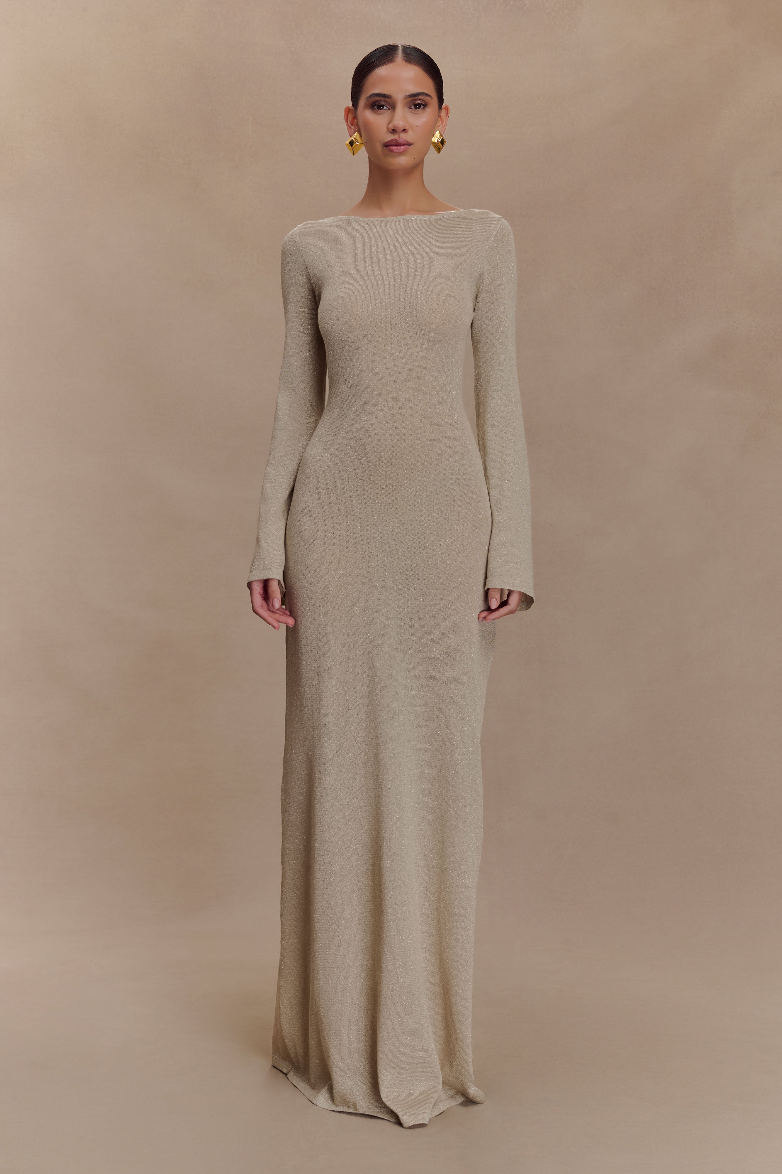 Atticus Knit Maxi Dress With Sequin - Gold、mySite、solidvoid